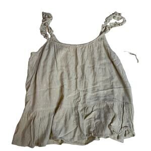 Sim & Sam Women's Beige‎ Tiered Ruffle Strap Tank Top Size L